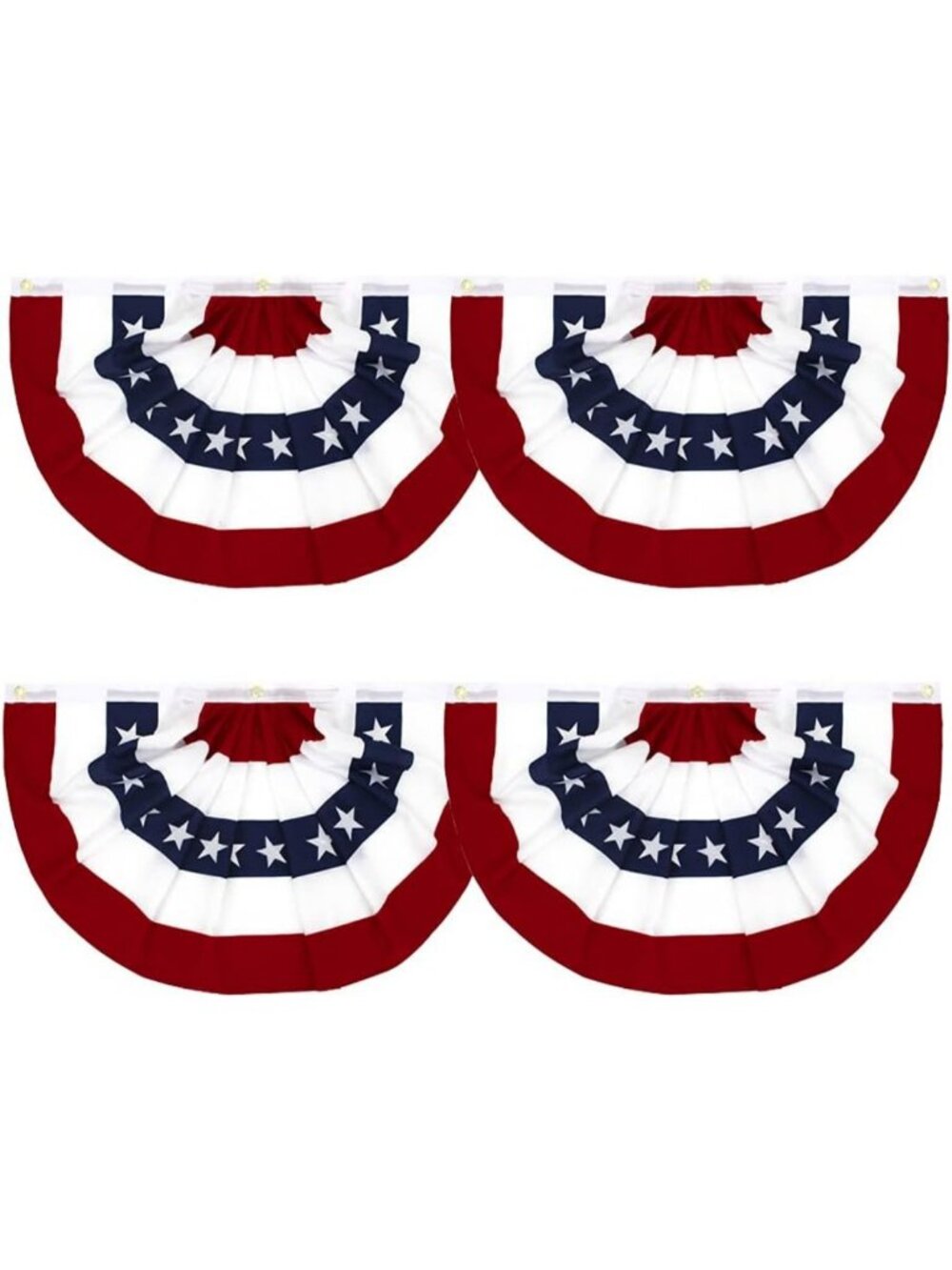 Patriotic 1.5x3 Ft Pleated Fan Flag - USA Half Fan Bunting, 4 Pack Decor